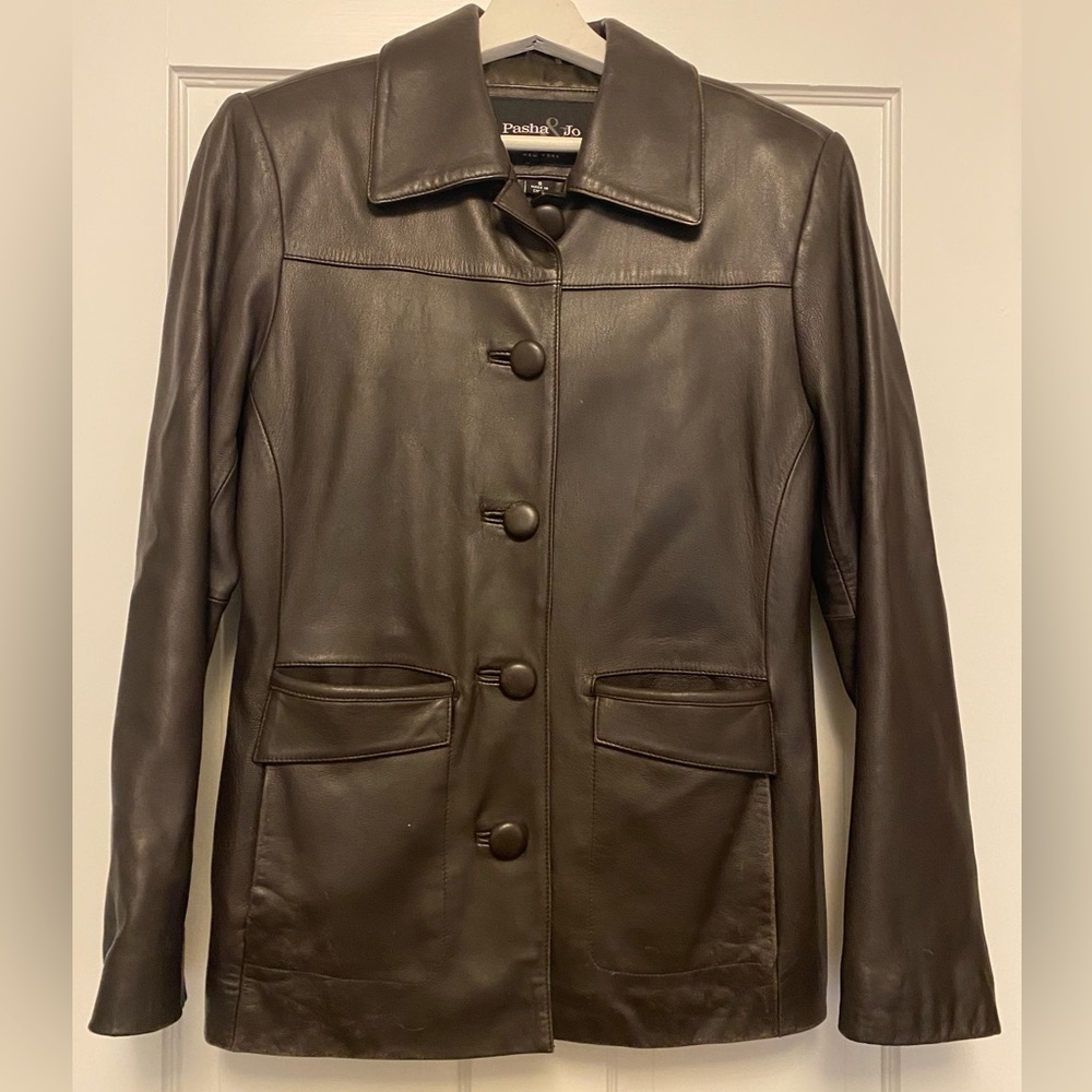 Brown Leather Jacket from Pasha & Jo